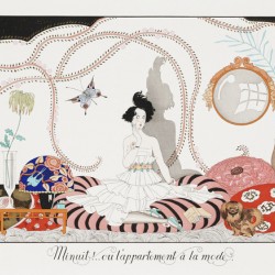 Minhuit ... ou lappartement a la mode. Plate no. 7 1920 fashion illustration by George Barbier.