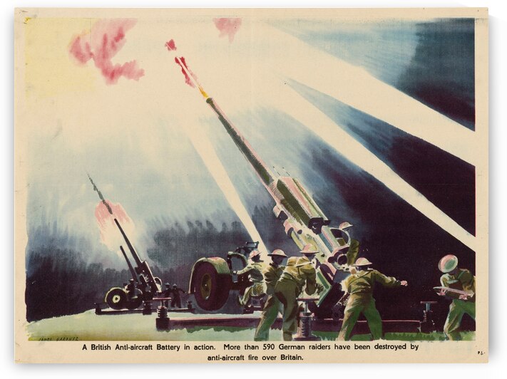 A British Anti-Aircraft Battery in Action by IStockHistory com