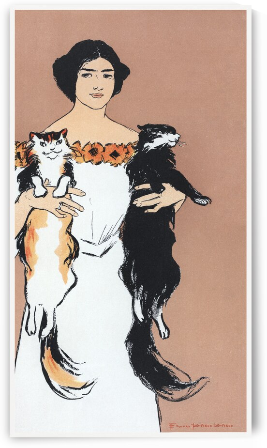 Woman holding cats 1898 by Edward Penfield by IStockHistory com