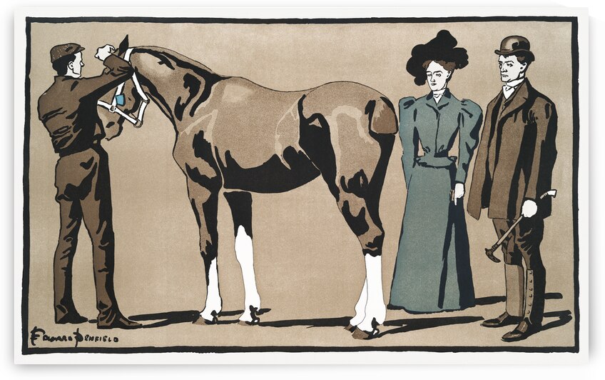 People and horse ca. 1890-1907  by Edward Penfield by IStockHistory com