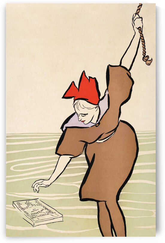 Woman picking up book 1894 by Edward Penfield by IStockHistory com