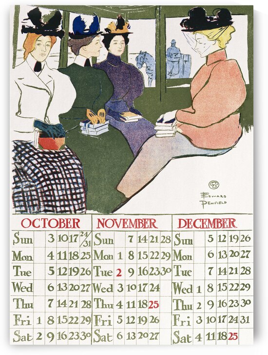 Vintage calendar 1897 by Edward Penfield by IStockHistory com