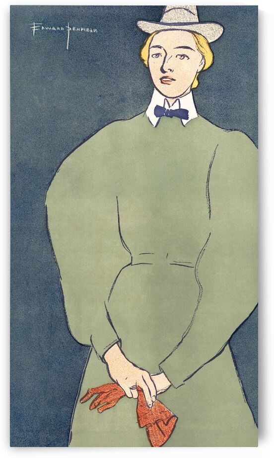 Woman holding gloves 1896 by Edward Penfield by IStockHistory com