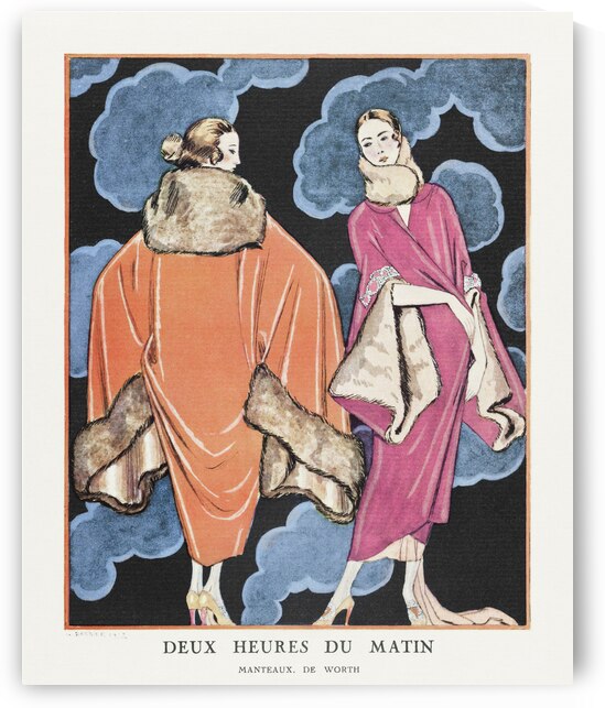 Deux heures du matin / Manteaux de Worth from Gazette du Bon Ton. Art- Modes & Frivolit&eacutes No. 2 1923 fashion illustration  by George Barbier.  by IStockHistory com