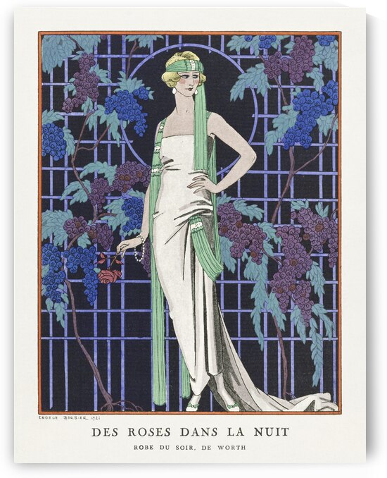 Des robes dans la nuit: Robe du soir de Worth 1921 fashion illustration  by George Barbier.  by IStockHistory com