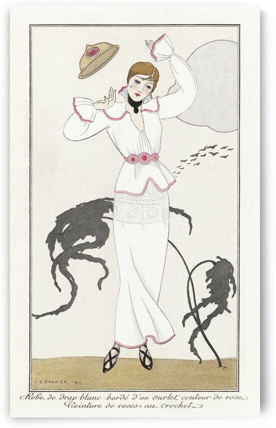 Costumes Parisiens no.21: Robe de drap blanc from Journal des Dames et des Modes 1912 fashion illustration by George Barbier.  by IStockHistory com