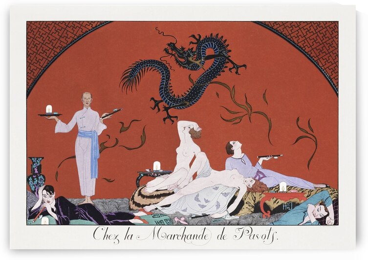Chez la Marchande de Pavots 1920 fashion illustration  by George Barbier. by IStockHistory com