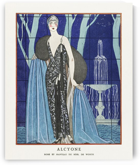 Alcyone / Robe et manteau du soir de Worth 1923 fashion illustration  by George Barbier.  by IStockHistory com