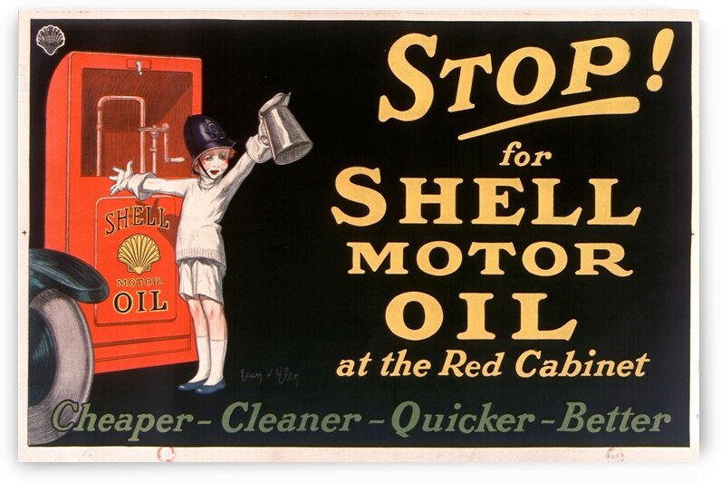 Stop! for Shell motor oil at the Red Cabinet 1926 by Jean dYlen Poster by IStockHistory com