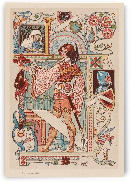 Chevalier inscrit dans une enluminure Illustration by Eugène Samuel Grasset by IStockHistory com