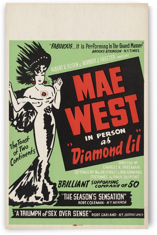 Mae West in person as ‘Diamond Lil’ 1951 Artcraft Lithograph Poster 1905–1970 by IStockHistory com