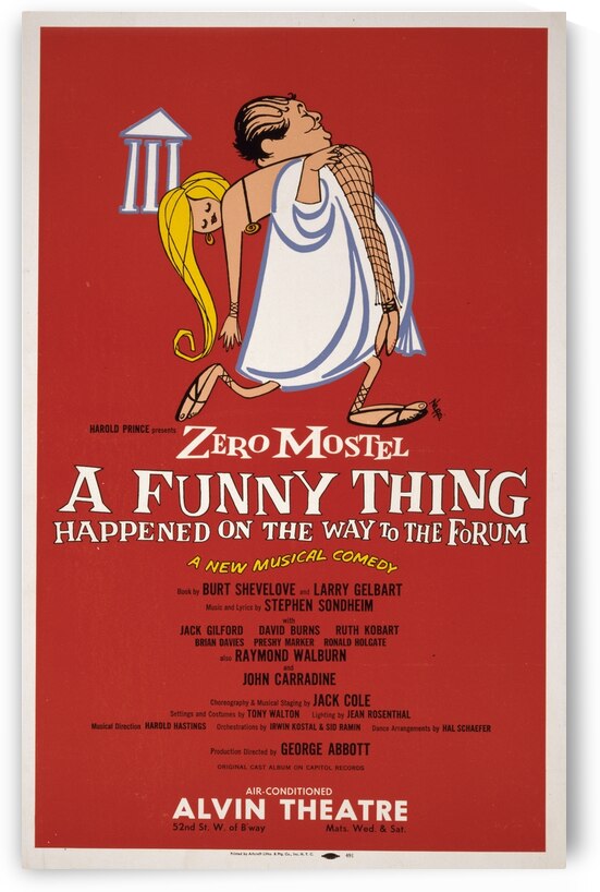 A funny thing happened on the way to the forum 1962American 1905–1970 Artcraft Lithograph Poster by IStockHistory com