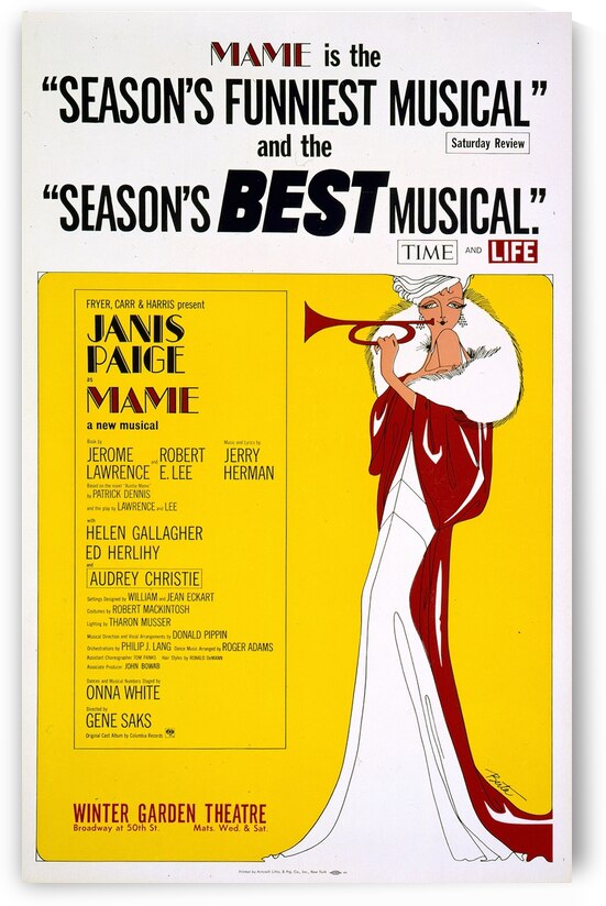 Mame 1965 Artcraft Lithograph Poster 1905–1970 by IStockHistory com