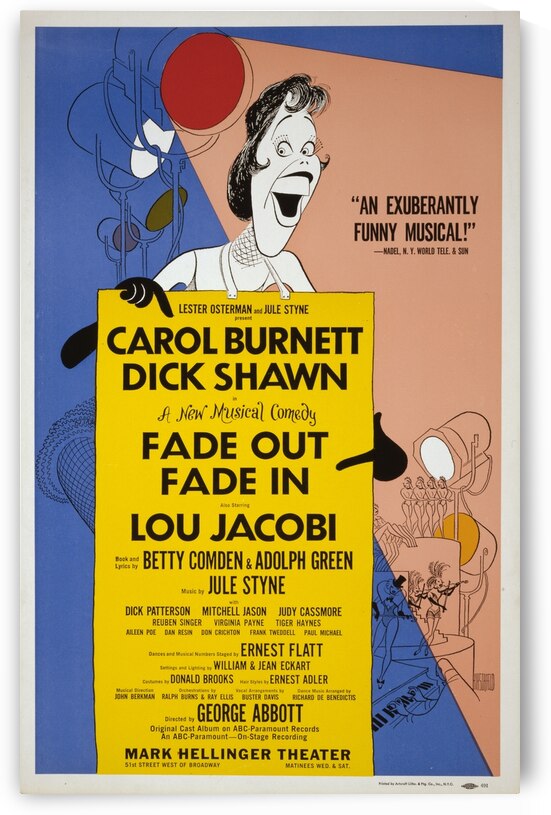 Carol Burnett Dick Shawn … Fade out fade in 1964 Al Hirschfeld American 1903-2003 Artcraft Lithograph Poster by IStockHistory com