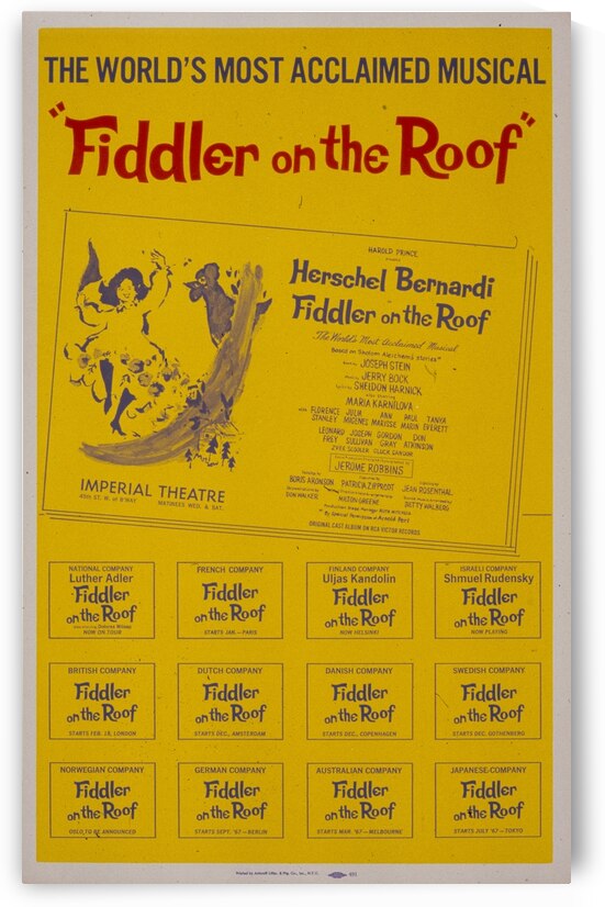Fiddler on the Roof 1967 1905–1970 Artcraft Lithograph Poster by IStockHistory com