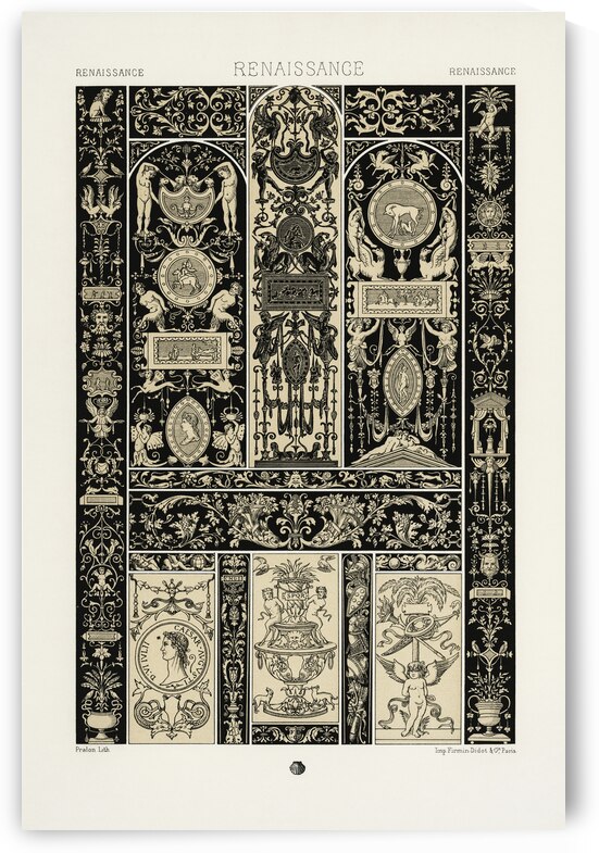 Renaissance pattern. 1888 edition Lornement Polychrome by Albert Racine 1825–1893. by IStockHistory com