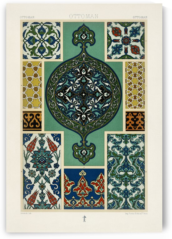 Ottoman pattern. 1888 edition Lornement Polychrome by Albert Racine 1825–1893. by IStockHistory com