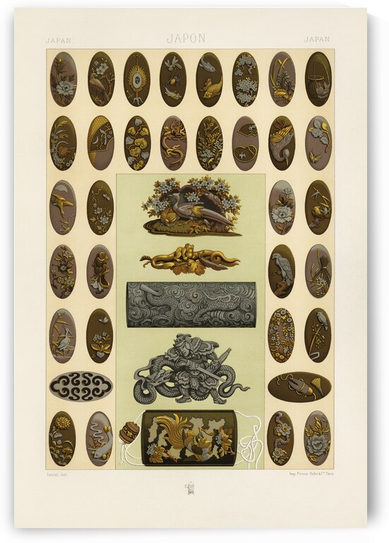 Japan pattern. 1888 edition Lornement Polychrome by Albert Racine 1825–1893. by IStockHistory com