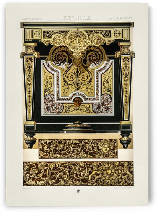 17th Century pattern. 1888 edition Lornement Polychrome by Albert Racine 1825–1893. by IStockHistory com