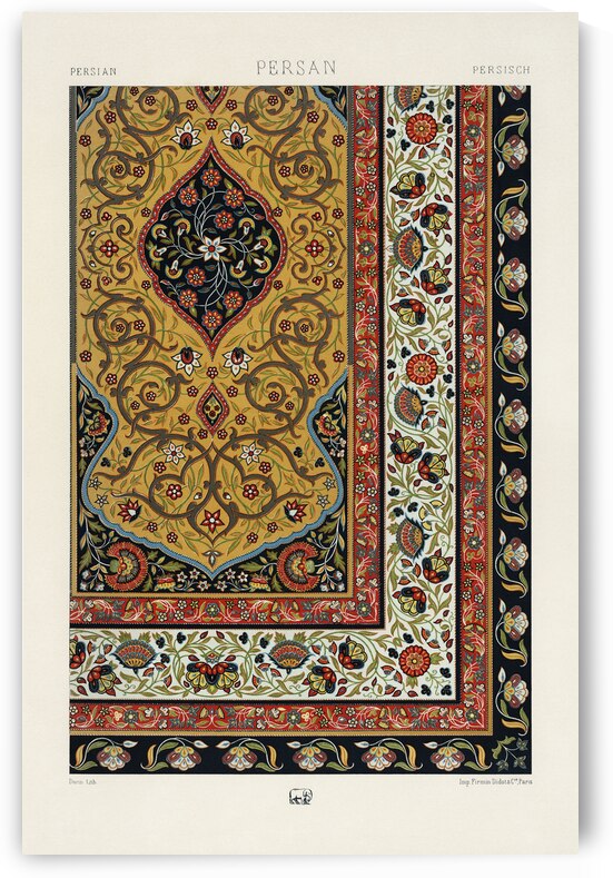 Persian pattern. 1888 edition Lornement Polychrome by Albert Racine 1825–1893. by IStockHistory com