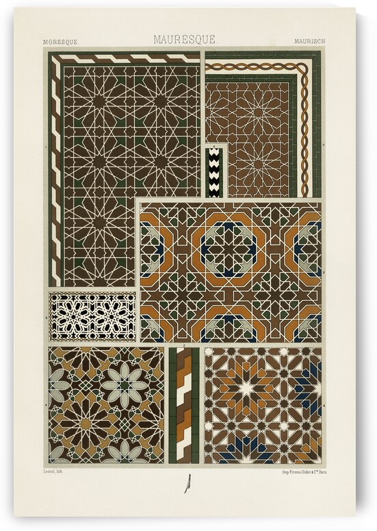 Moresque pattern. 1888 edition Lornement Polychrome by Albert Racine 1825–1893. by IStockHistory com