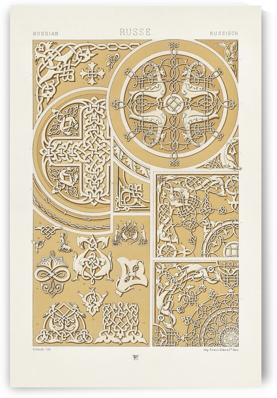 Russian pattern. 1888 edition Lornement Polychrome by Albert Racine 1825–1893. by IStockHistory com