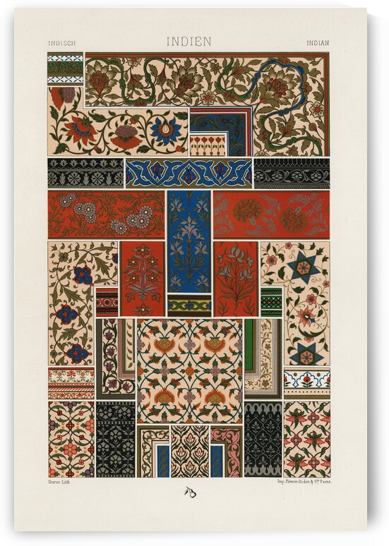 Indian pattern. 1888 edition Lornement Polychrome by Albert Racine 1825–1893. by IStockHistory com