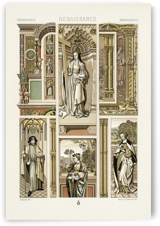 Renaissance pattern. 1888 edition Lornement Polychrome by Albert Racine 1825–1893. by IStockHistory com