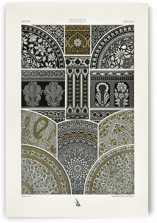 Indian pattern. 1888 edition Lornement Polychrome by Albert Racine 1825–1893. by IStockHistory com