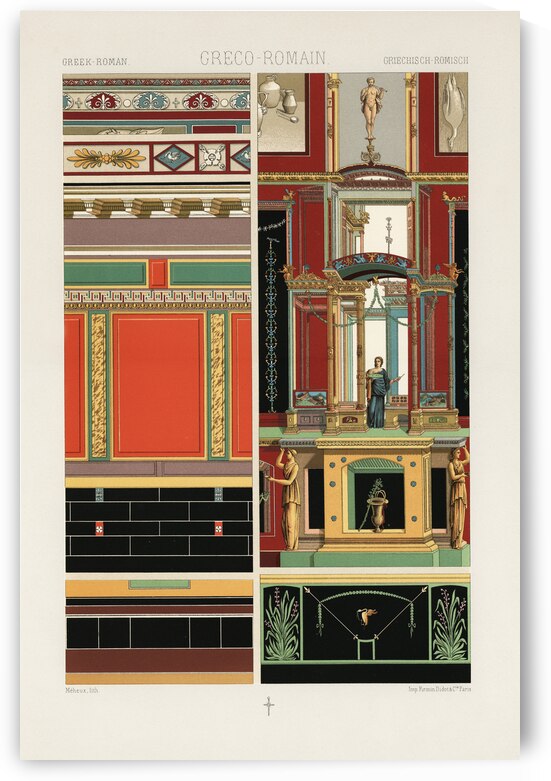 Greek-Roman pattern. 1888 edition Lornement Polychrome by Albert Racine 1825–1893. by IStockHistory com