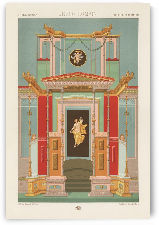 Greek-Roman pattern. 1888 edition Lornement Polychrome by Albert Racine 1825–1893. by IStockHistory com