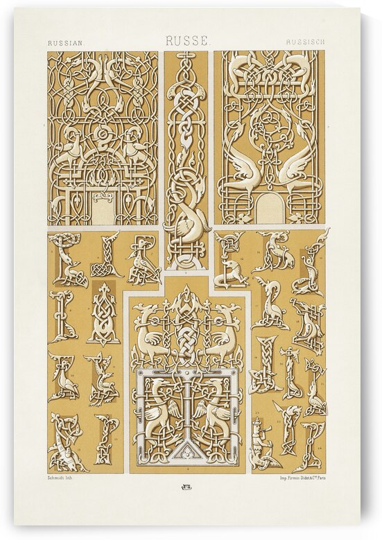 Russian pattern. 1888 edition Lornement Polychrome by Albert Racine 1825–1893. by IStockHistory com