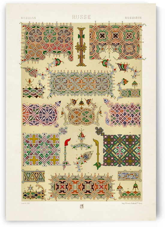 Russian pattern. 1888 edition Lornement Polychrome by Albert Racine 1825–1893. by IStockHistory com