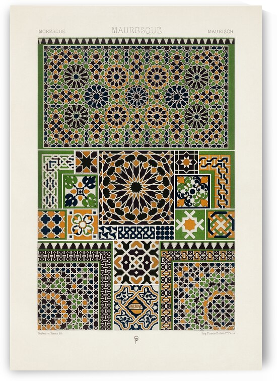 Moresque pattern Lornement Polychrome 1888 by Albert Racinet 1825-1893. 1888 edition. by IStockHistory com