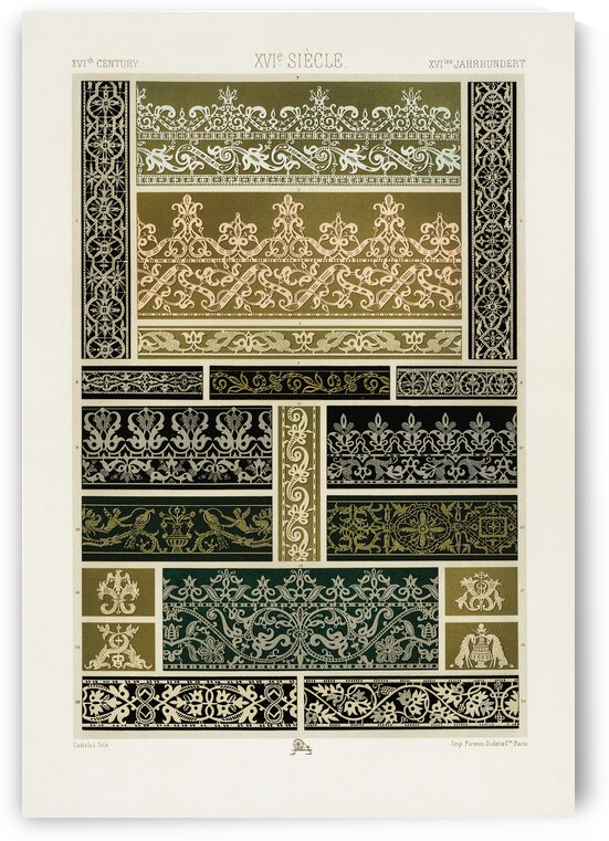 16th Century pattern. 1888 edition Lornement Polychrome by Albert Racine 1825–1893. by IStockHistory com