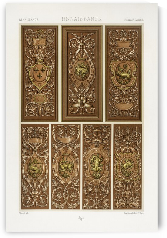 Renaissance pattern. 1888 edition Lornement Polychrome by Albert Racine 1825–1893. by IStockHistory com