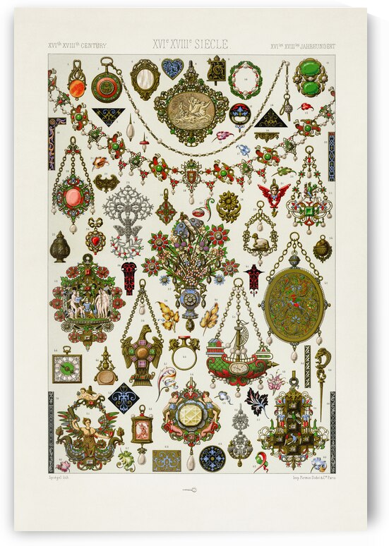 16th and 17th Century pattern. 1888 edition Lornement Polychrome by Albert Racine 1825–1893. by IStockHistory com