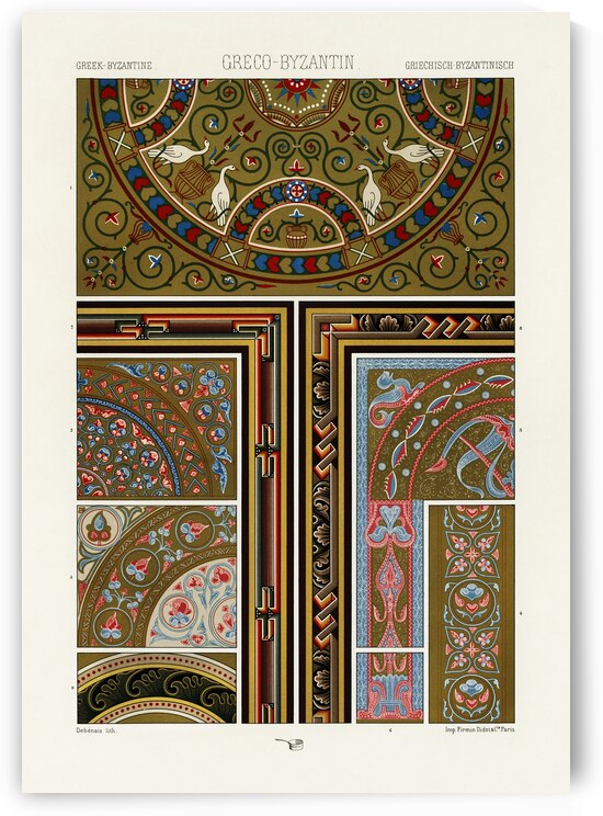 Greek-Byzantine pattern. 1888 edition Lornement Polychrome by Albert Racine 1825–1893. by IStockHistory com