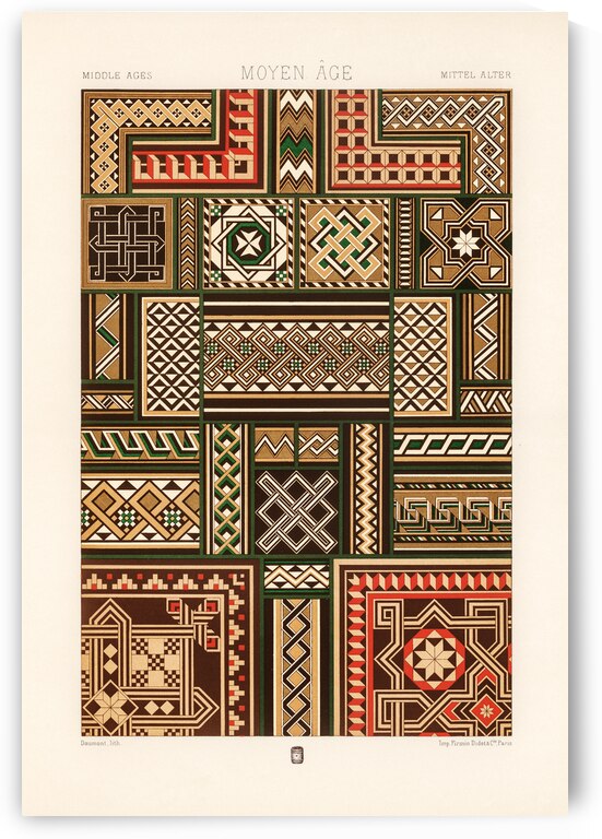 Middle-Ages pattern. 1888 edition Lornement Polychrome by Albert Racine 1825–1893. by IStockHistory com