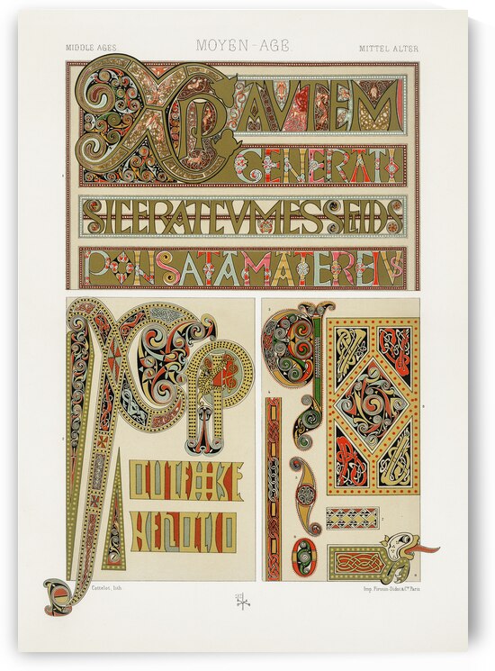 Middle-Ages pattern. 1888 edition Lornement Polychrome by Albert Racine 1825–1893. by IStockHistory com
