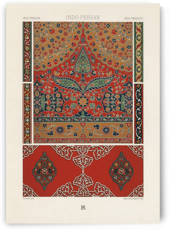 Indo-Persian pattern. 1888 edition Lornement Polychrome by Albert Racine 1825–1893. by IStockHistory com