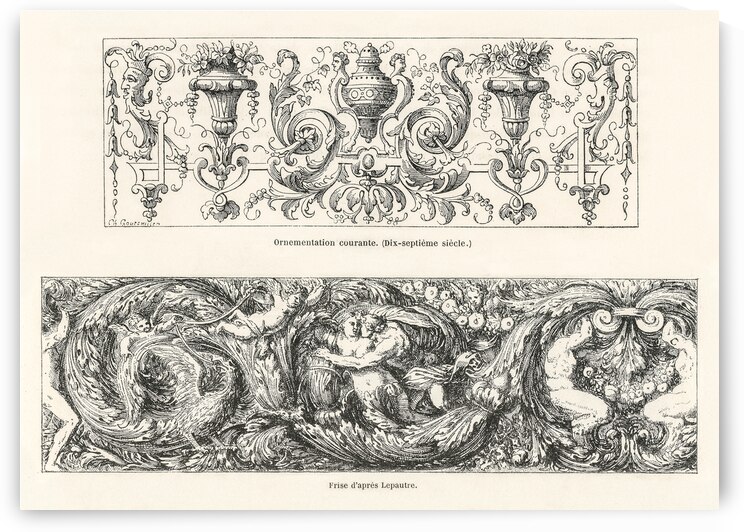 17th-century ornamental designs. 1888 edition Lornement Polychrome by Albert Racine 1825–1893. by IStockHistory com