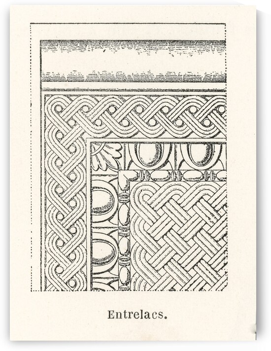 Interlaced pattern. 1888 edition Lornement Polychrome by Albert Racine 1825–1893. by IStockHistory com