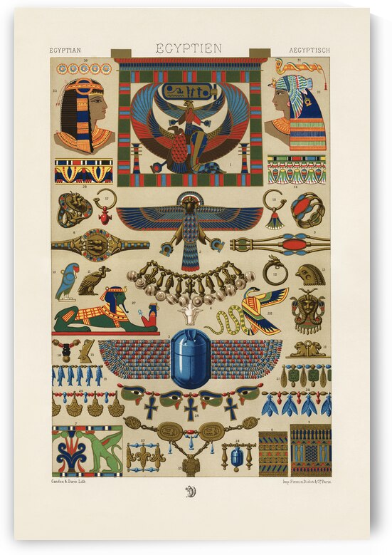 Egyptian pattern. 1888 edition Lornement Polychrome by Albert Racine 1825–1893. by IStockHistory com