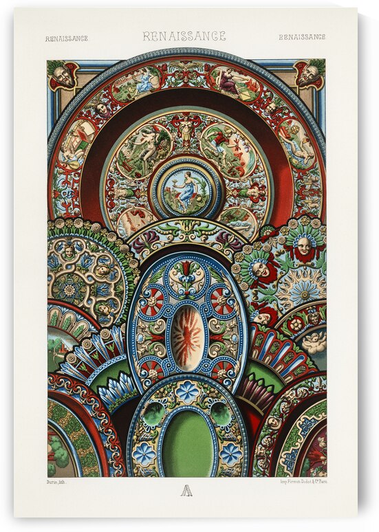 Renaissance pattern. 1888 edition Lornement Polychrome by Albert Racine 1825–1893. by IStockHistory com