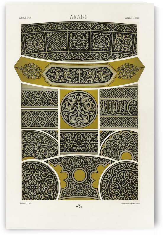 Arabian pattern. 1888 edition Lornement Polychrome by Albert Racine 1825–1893. by IStockHistory com