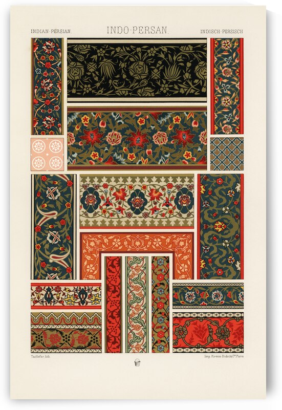 Indo-Persian pattern. 1888 edition Lornement Polychrome by Albert Racine 1825–1893. by IStockHistory com