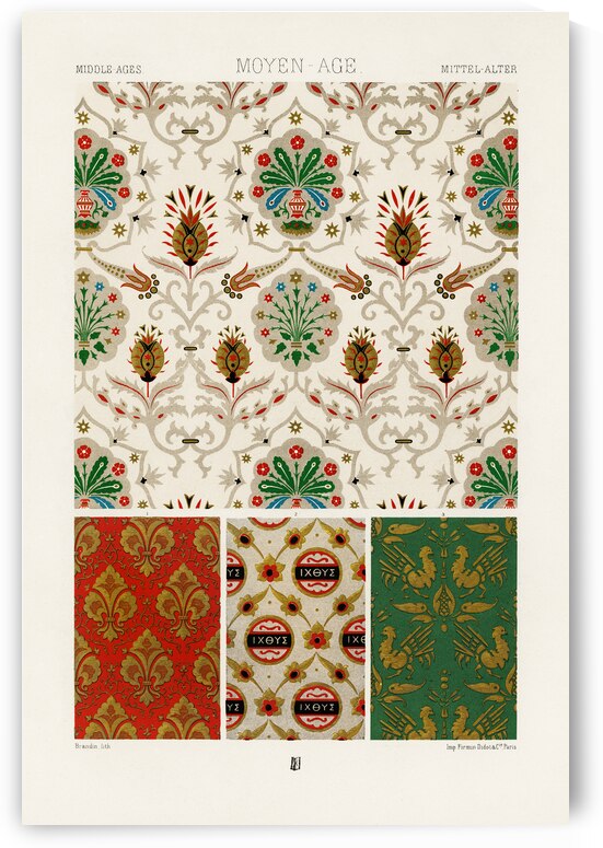 Middle-Ages pattern. 1888 edition Lornement Polychrome by Albert Racine 1825–1893. by IStockHistory com