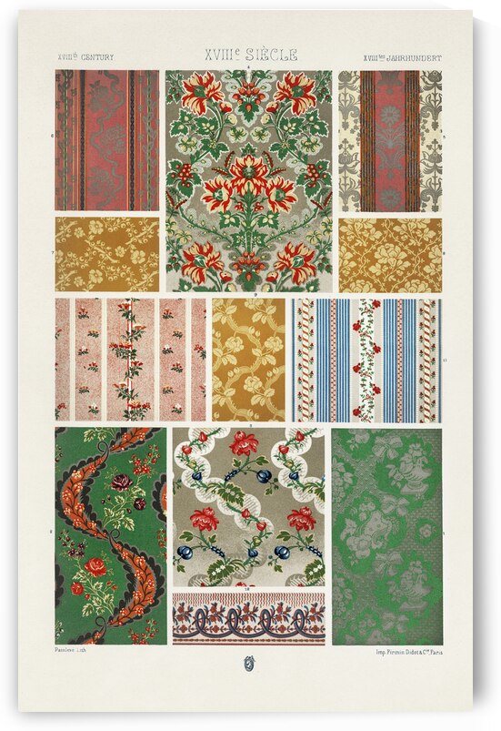 18th Century pattern. 1888 edition Lornement Polychrome by Albert Racine 1825–1893. by IStockHistory com