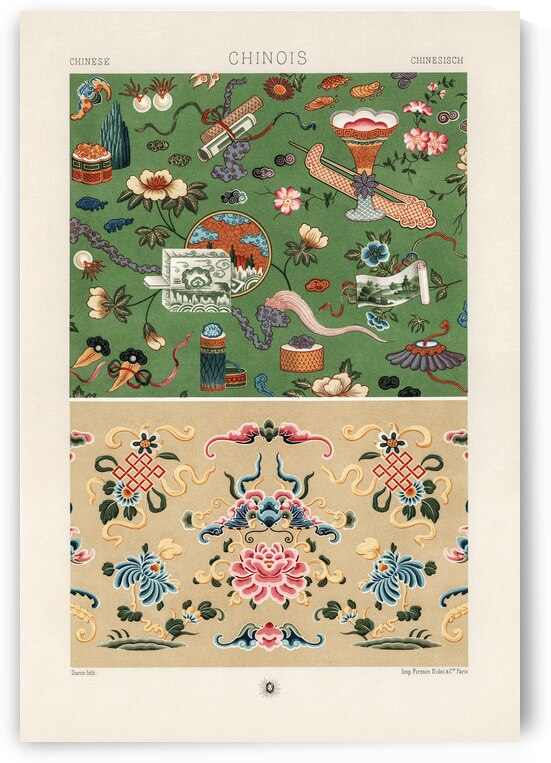 Chinese pattern Lornement Polychrome 1888 by Albert Racinet 1825-1893. 1888 edition. by IStockHistory com
